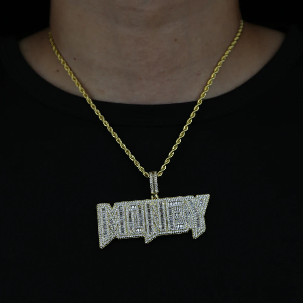 Iced Out  Money Pendant Necklace