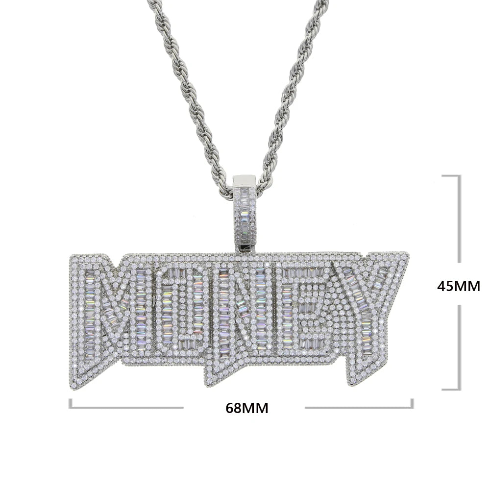 Iced Out  Money Pendant Necklace