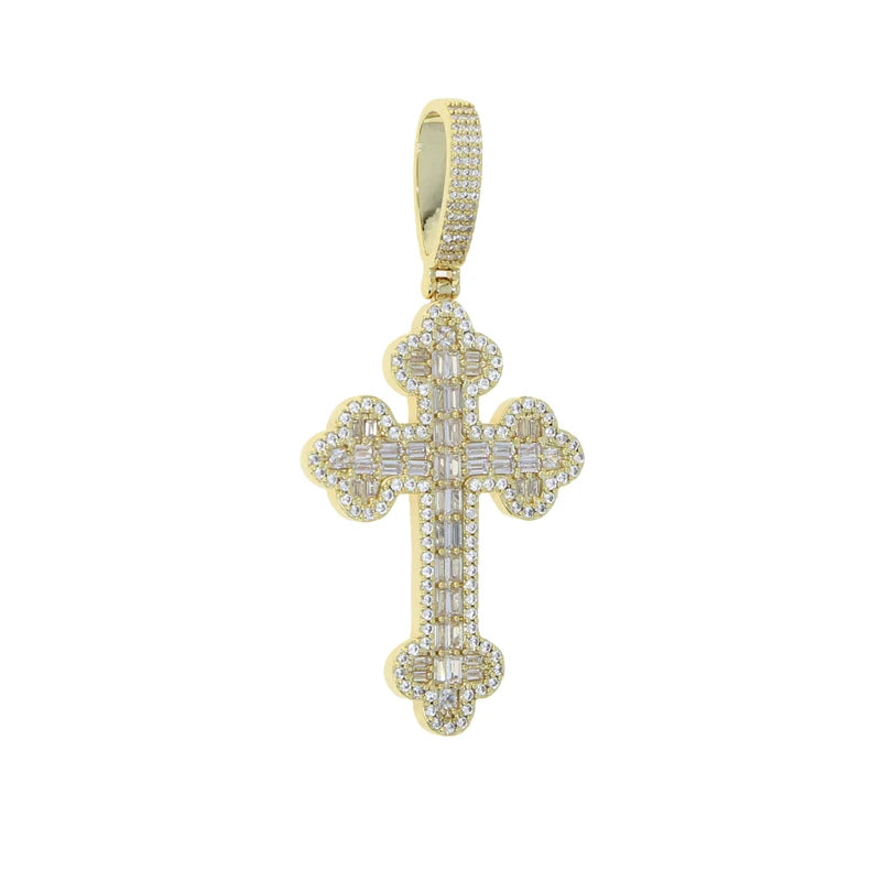 Iced out Cubic Rope Chain Cross Pendant