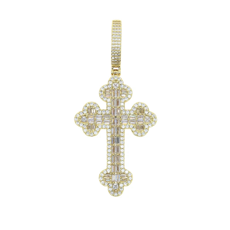 Iced out Cubic Rope Chain Cross Pendant