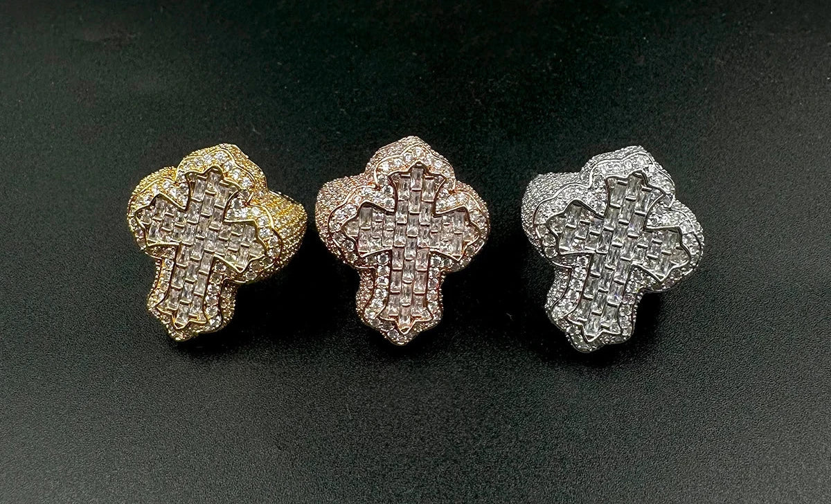 Iced out cross ring