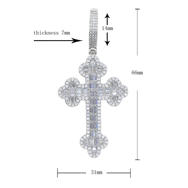 Iced out Cubic Rope Chain Cross Pendant