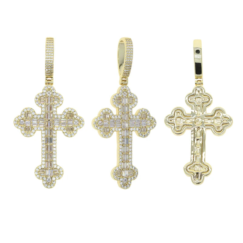 Iced out Cubic Rope Chain Cross Pendant