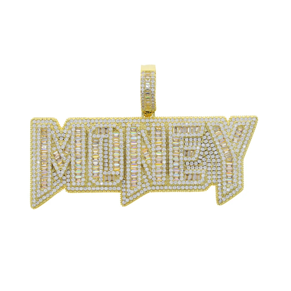 Iced Out  Money Pendant Necklace
