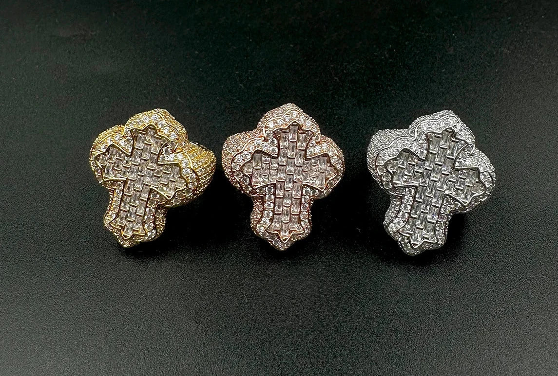 Iced out cross ring