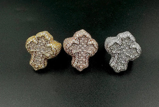Iced out cross ring