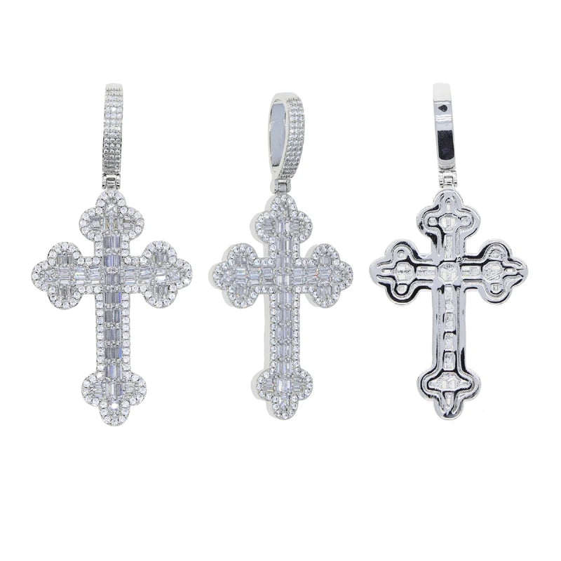Iced out Cubic Rope Chain Cross Pendant