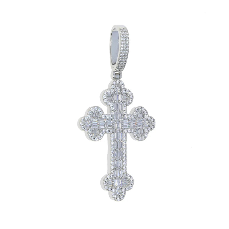 Iced out Cubic Rope Chain Cross Pendant