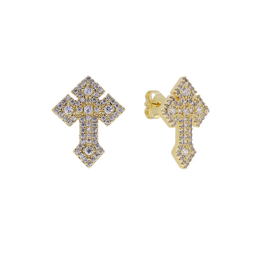 Iced out cross earring