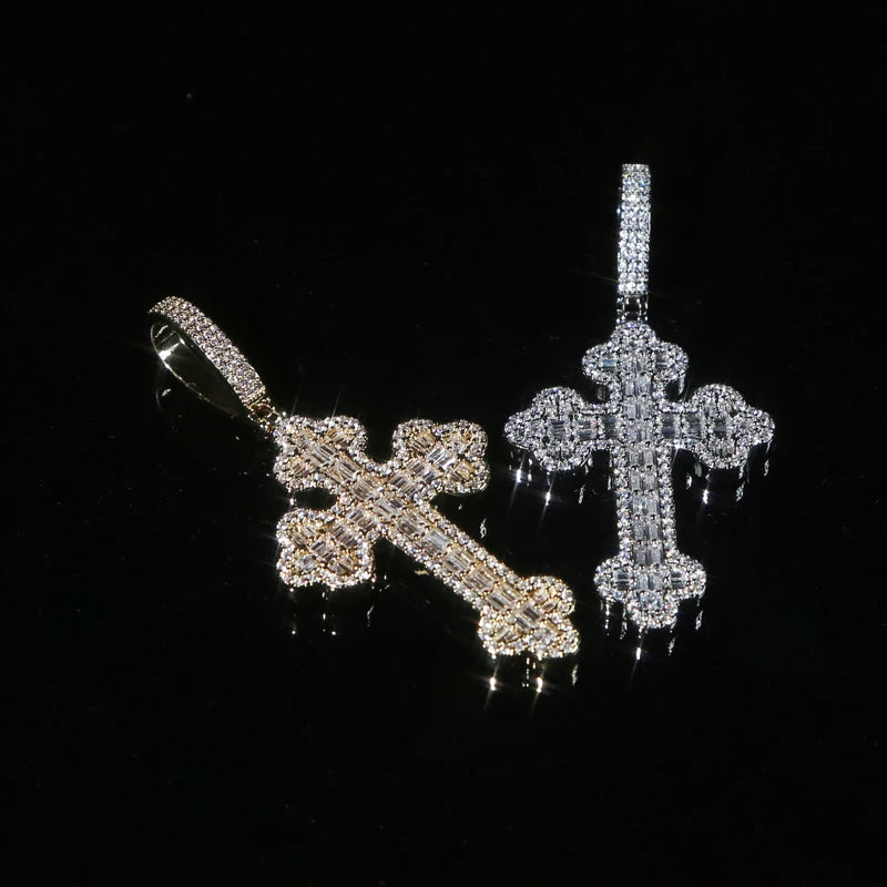 Iced out Cubic Rope Chain Cross Pendant